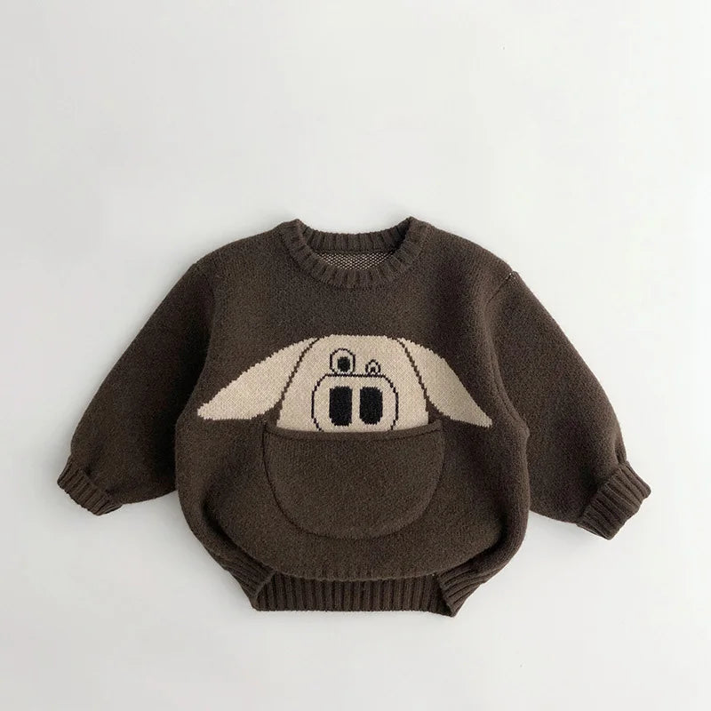 Cute Print with Pouch - Animal Sweater