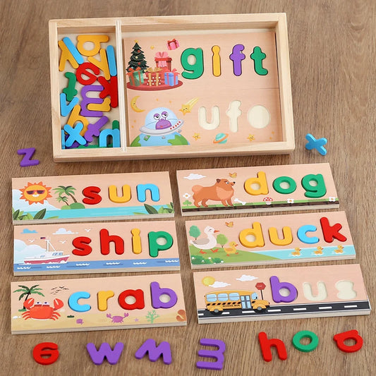Learn English words – Wood Spelling Puzzle