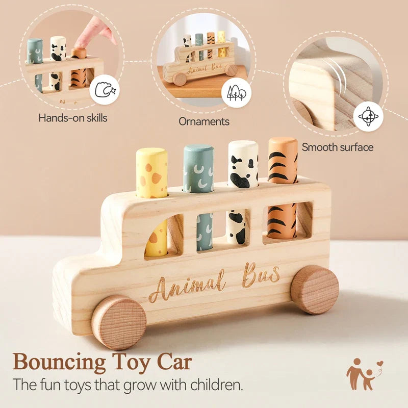 Developmental & Educational – Wooden Press Play Bus