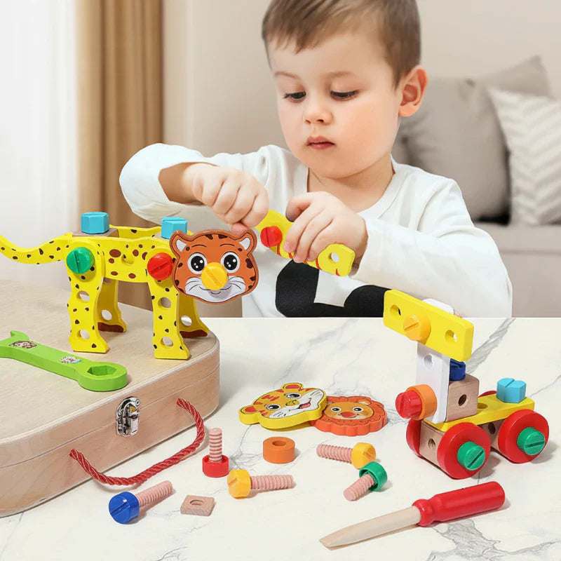 Playful & Smart – Wooden Animal Tool Kit