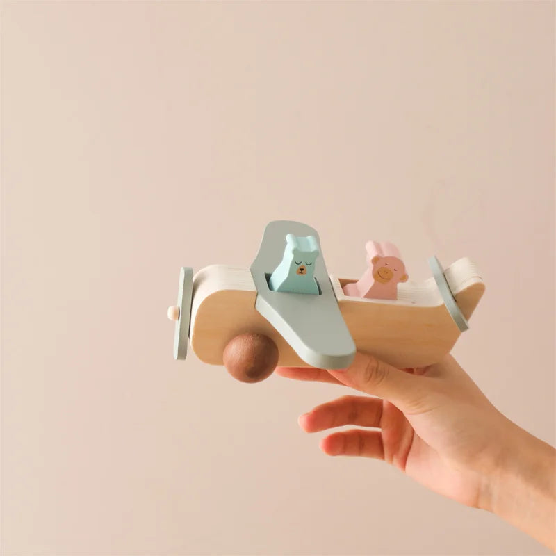 Promote Creativity & Motor Skills - Wooden Montessori Airplane Plaything