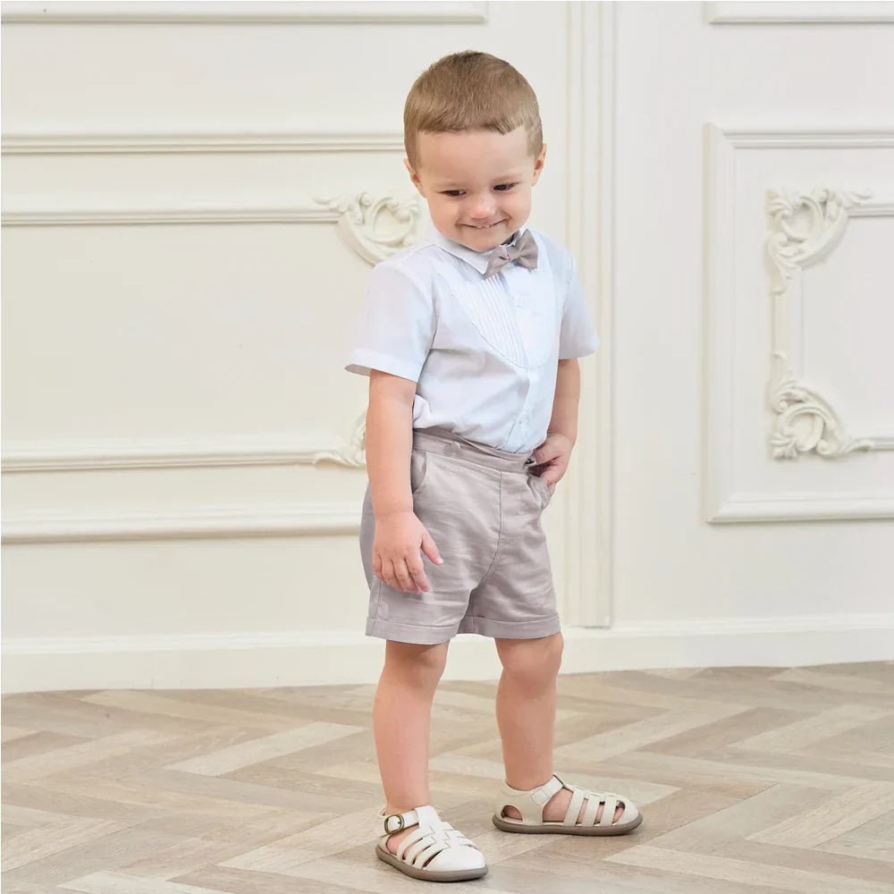 Classic & Elegant – Cotton Shorts with Suspenders, Bow & Shirt