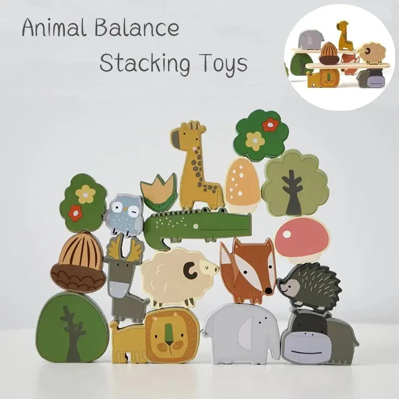Clever Stacking - Wood Animals Stacking Toys