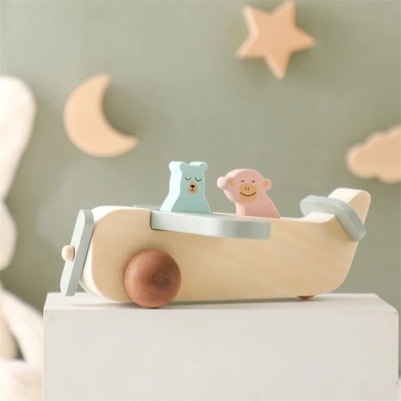 Promote Creativity & Motor Skills - Wooden Montessori Airplane Plaything