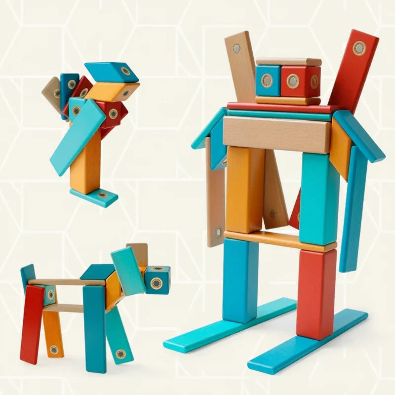 Innovative & Motor Skills – DIY Wooden Magnetic Building Blocks