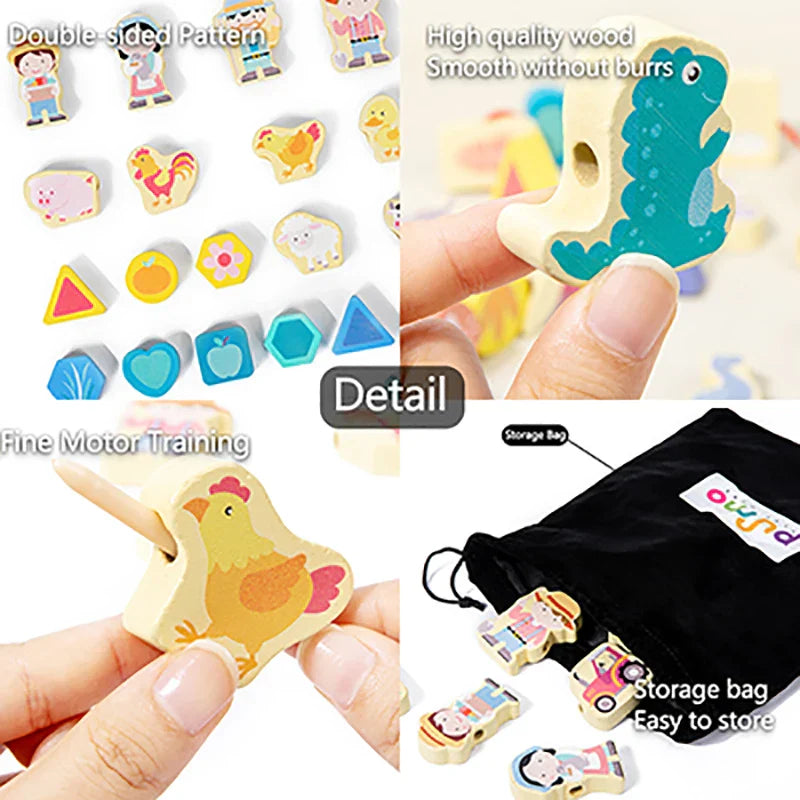 Stacking & threading game - stringing beads