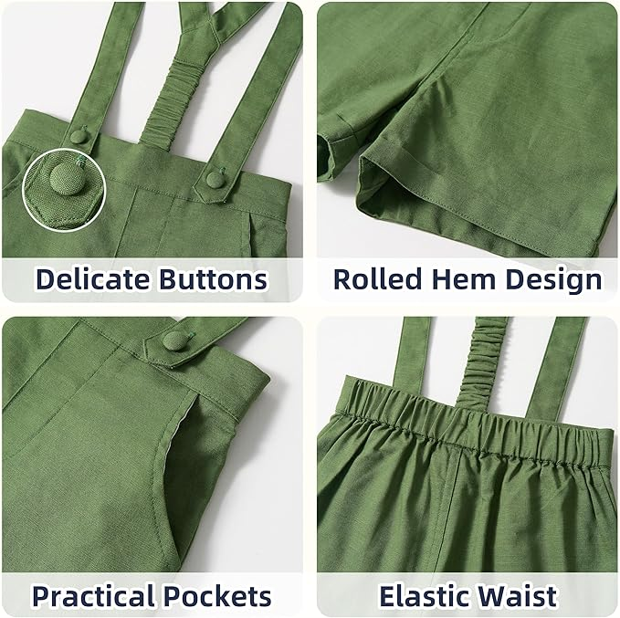 Classic & Elegant – Cotton Shorts with Suspenders, Bow & Shirt