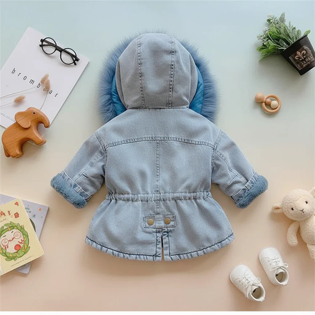 Denim Look – Winter Coat with Hood