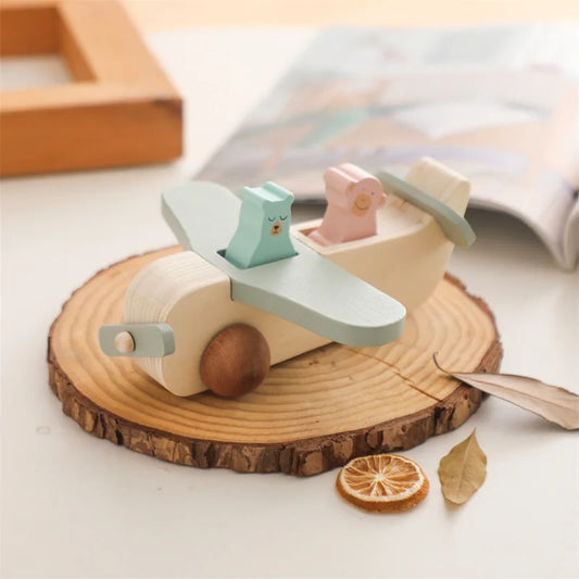 Promote Creativity & Motor Skills - Wooden Montessori Airplane Plaything