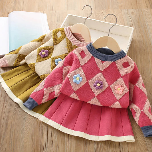 Wonderfully Warm - Vintage Knitted Pullover & Skirt