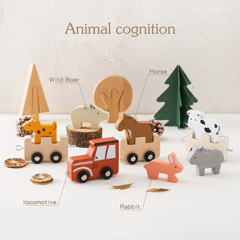 Farm Play on Rails - Wooden Animal Train