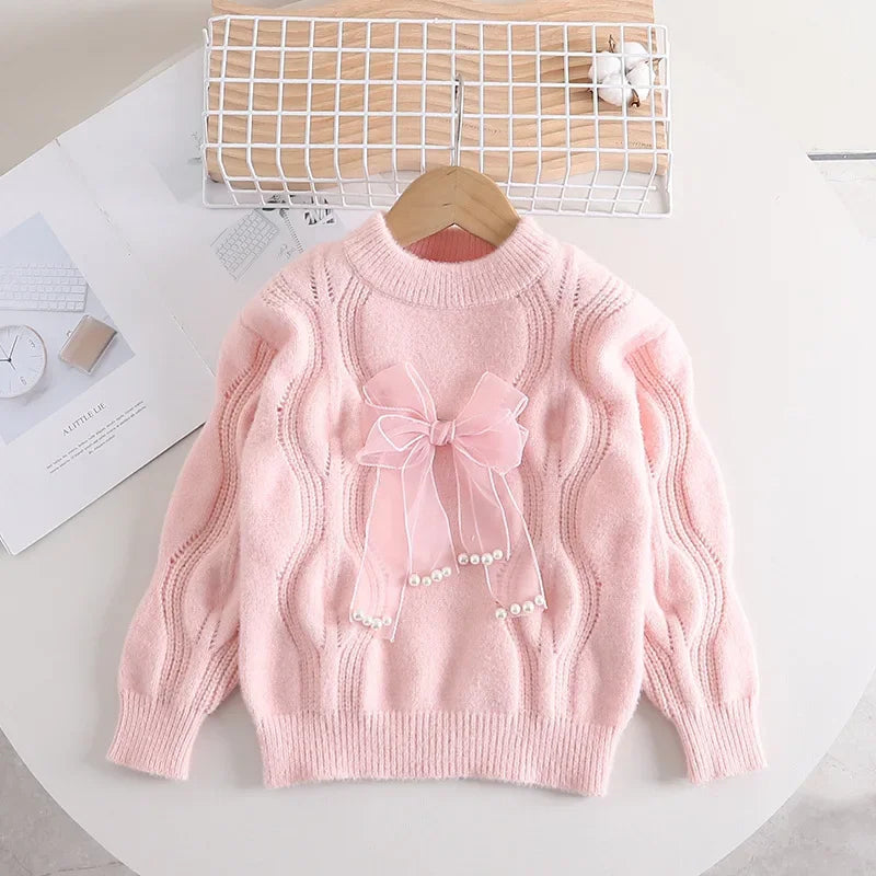 Warm & Stylish - Girls sweater with bow