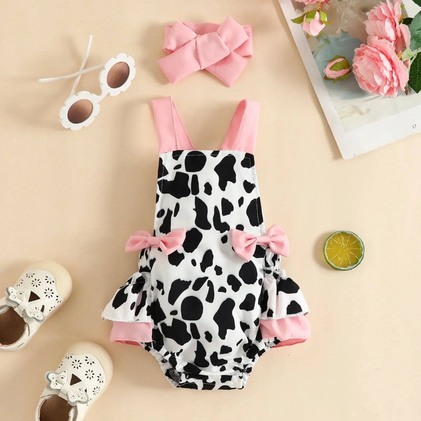 Cow or Strawberry - Girls Romper