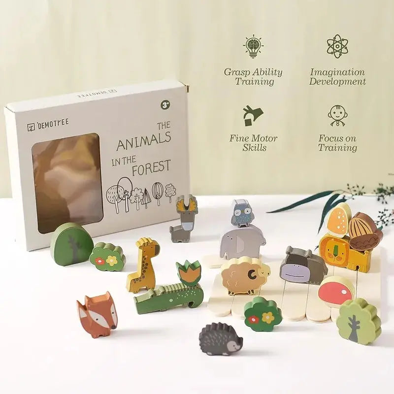 Clever Stacking - Wood Animals Stacking Toys