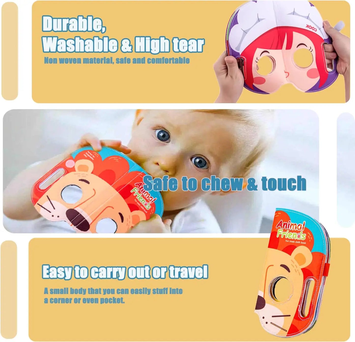 Infant learns first impressions - Fabric Mask Book