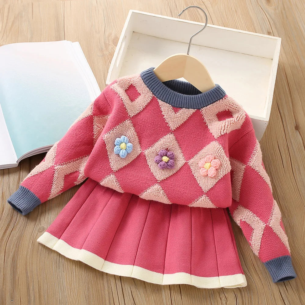 Wonderfully Warm - Vintage Knitted Pullover & Skirt