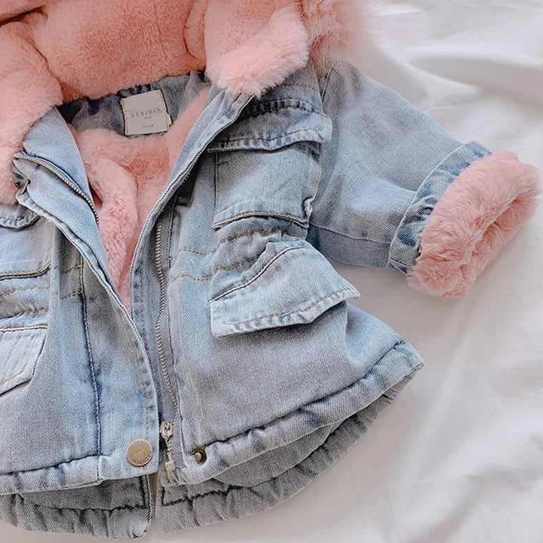Denim Look – Winter Coat with Hood