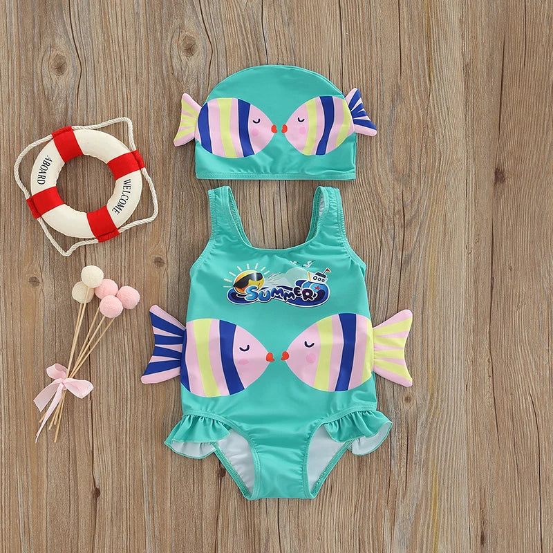 Play Fish Print - Girls Swimsuit