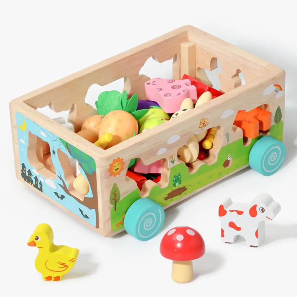 Shape fun in a wagon - Animals and Vegetables puzzle