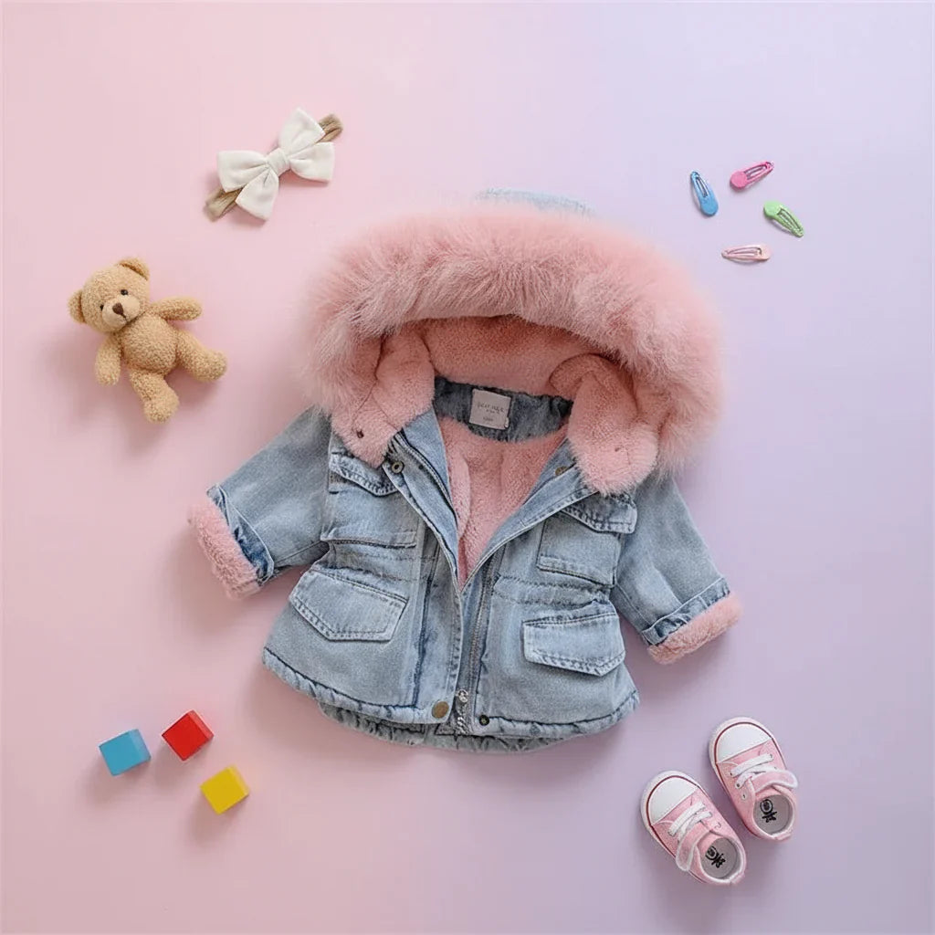 Denim Look – Winter Coat with Hood