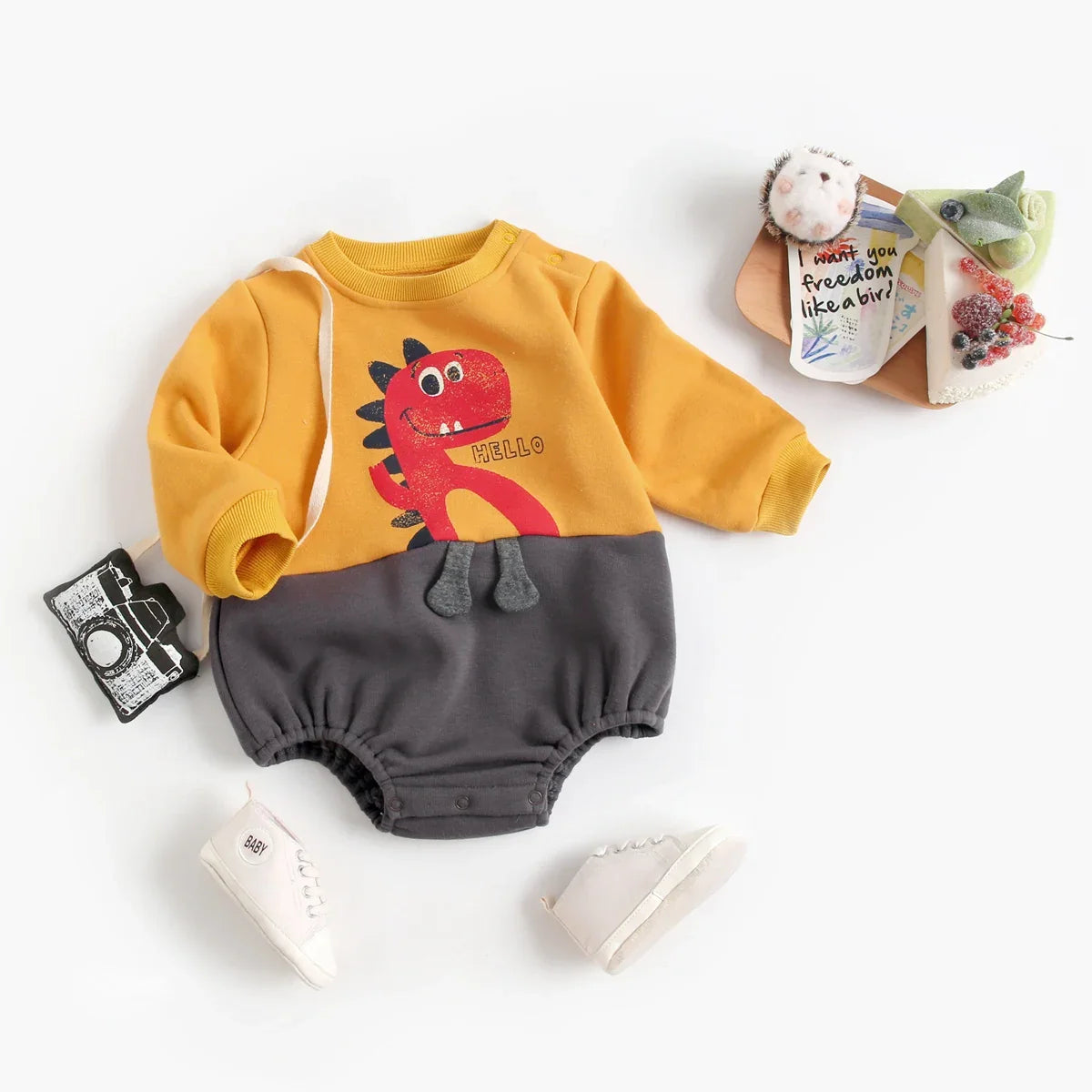 Plush Fleece Onesie with Dino Print