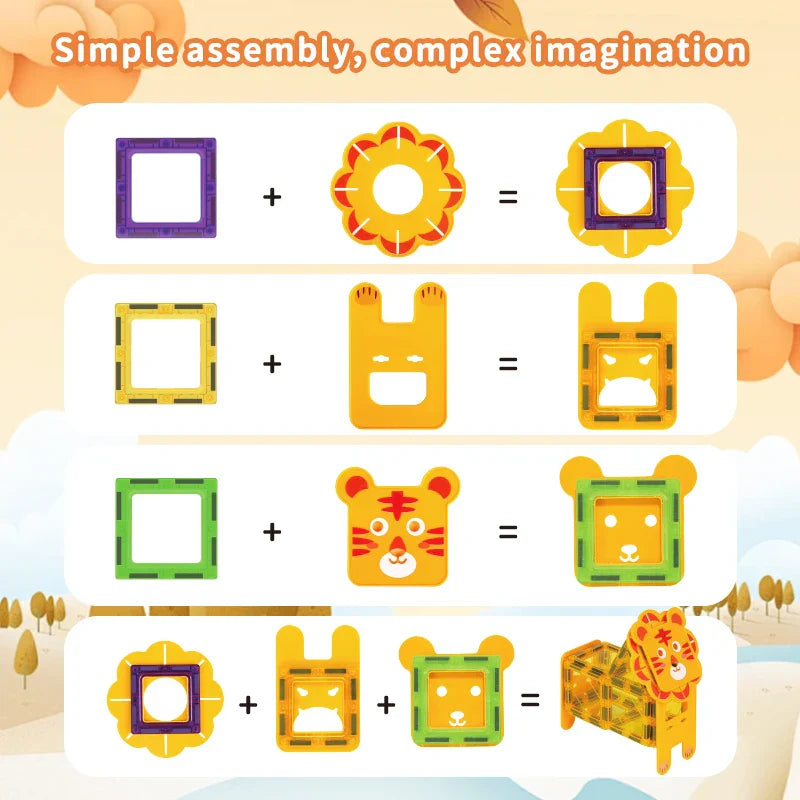 Magnetic Building Amazing - Magnetic Animals Tiles