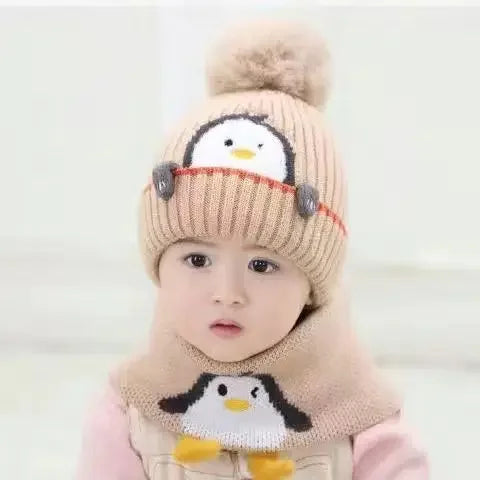 Cute Penguin Design - Children Hat & Scarf