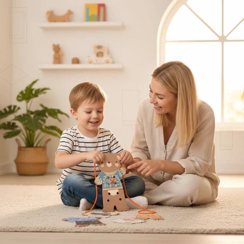 Cute & Educational – Montessori Threading Plaything Bear