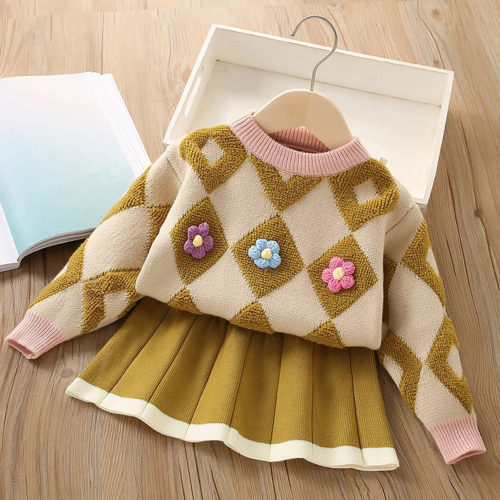 Wonderfully Warm - Vintage Knitted Pullover & Skirt