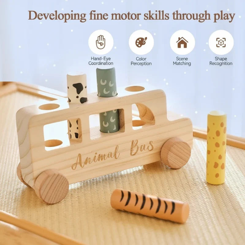 Developmental & Educational – Wooden Press Play Bus