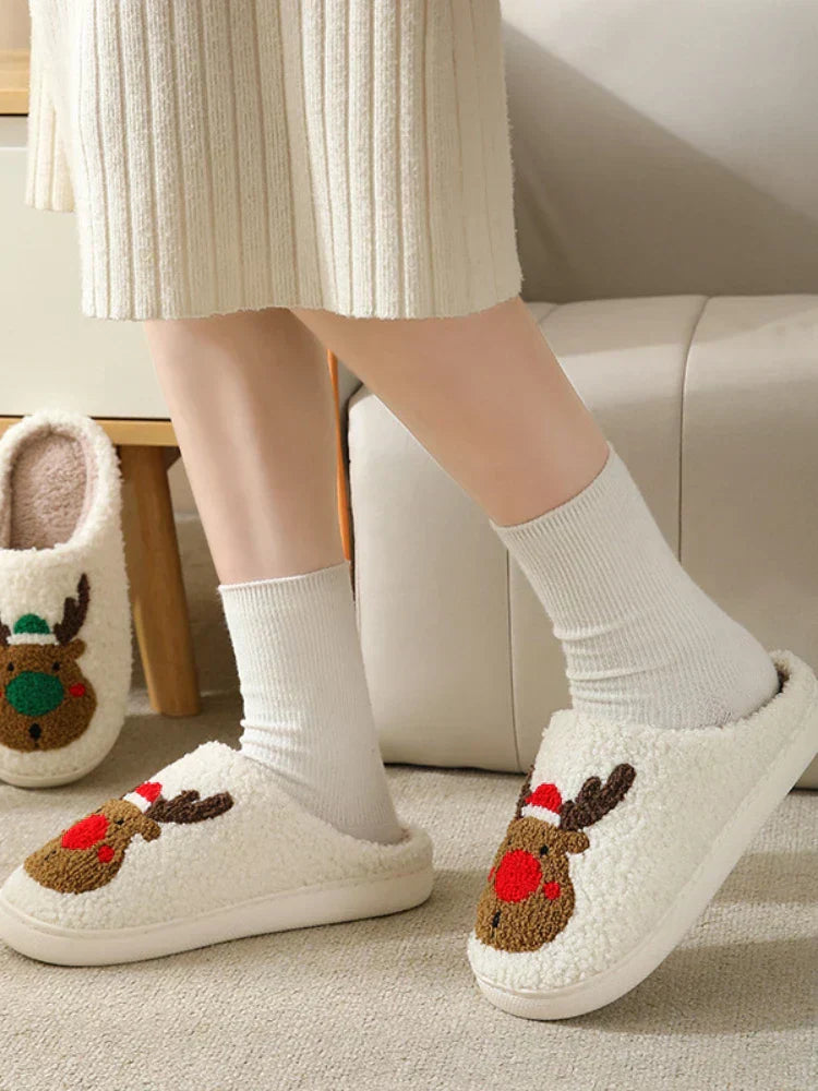 Northern Lights Children - Warm & Festive - Plush patterned Christmas slippers