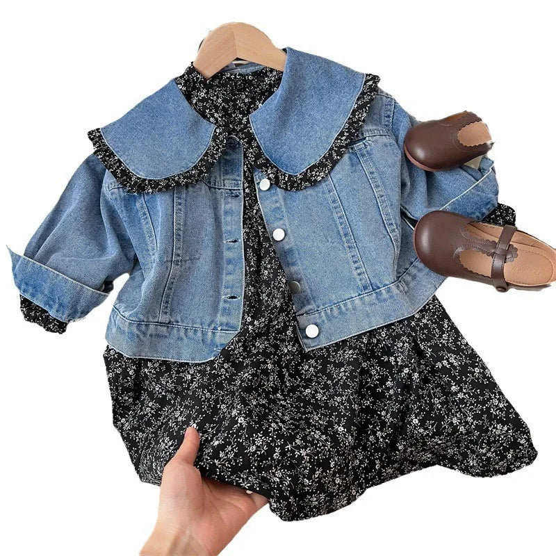 Denim jacket combined with dress