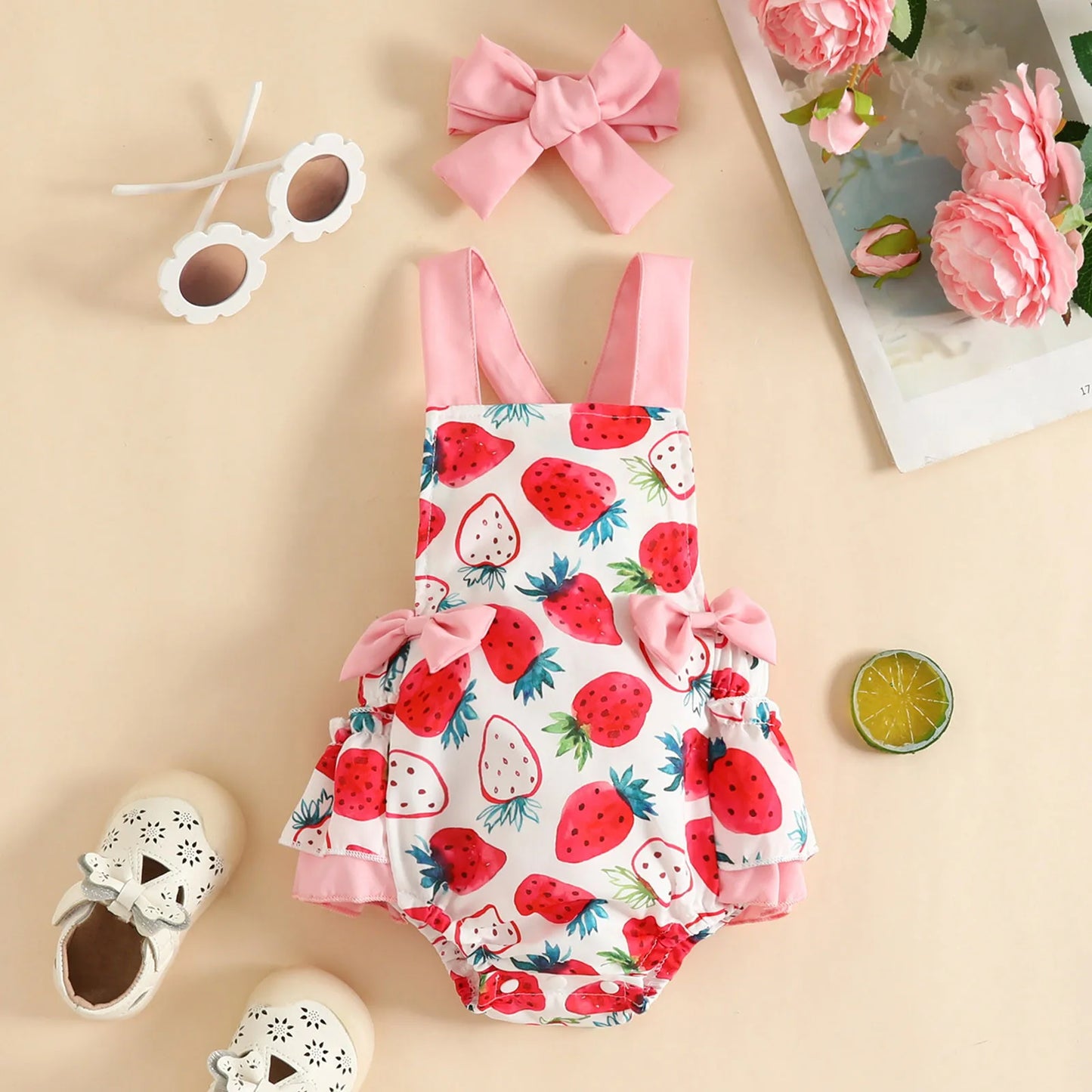 Cow or Strawberry - Girls Romper