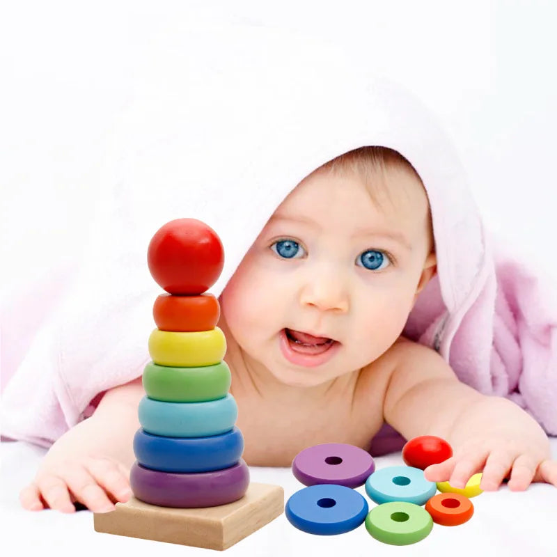 Colorful Tower Play – Wooden Stacking Tower