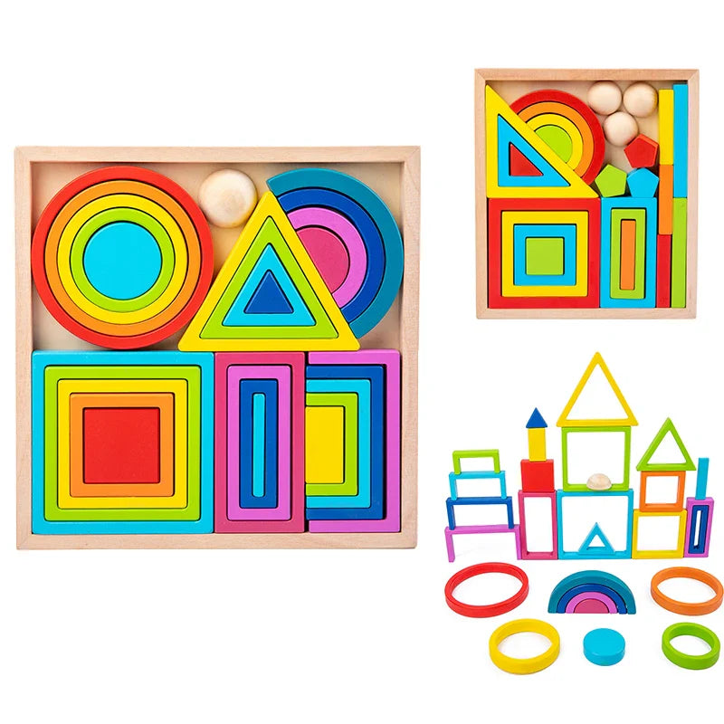 Vibrant Explorations - Rainbow Stacking Toys