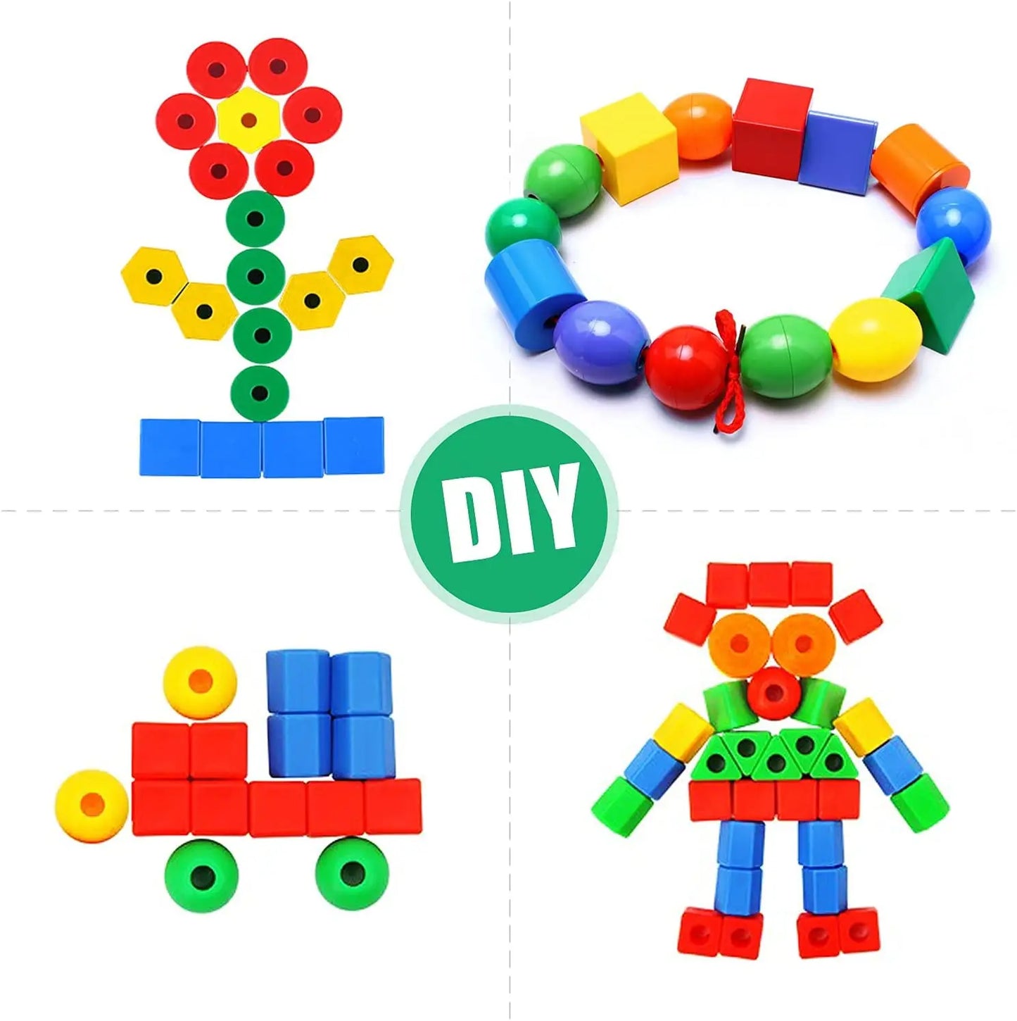 Playful Stringing - Rainbow beads with lace