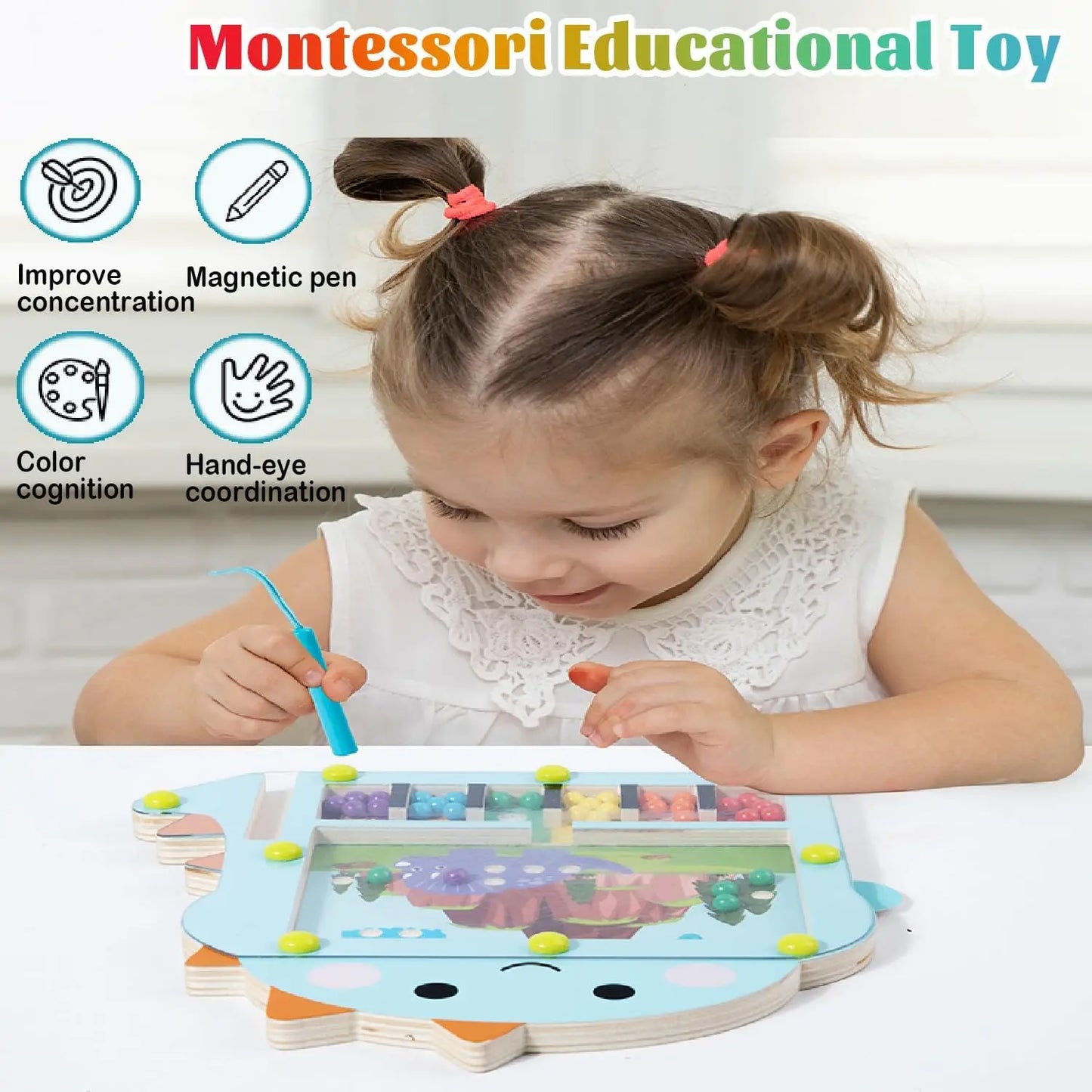 Maze Play Sorting – Wooden Magnetic Balls Puzzle