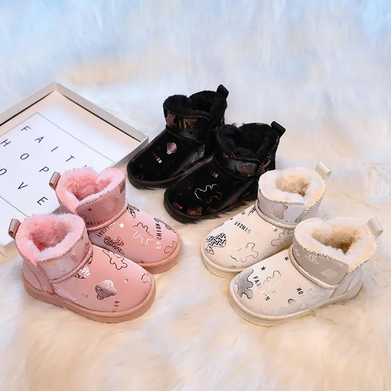 Waterproof Design - Children Snowboots Fashion Print