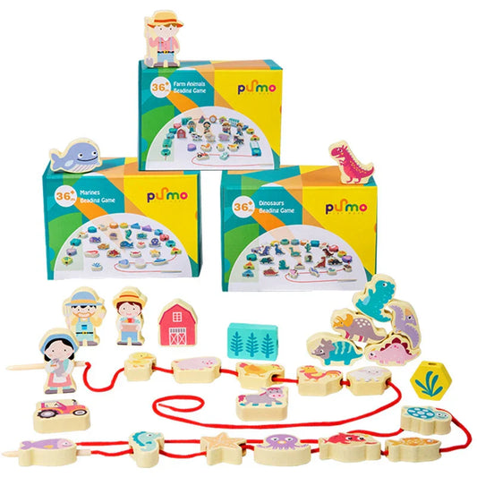 Stacking & threading game - stringing beads