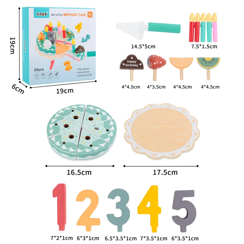Educational & Play – Wooden Kitchen Set with Cake and Accessories