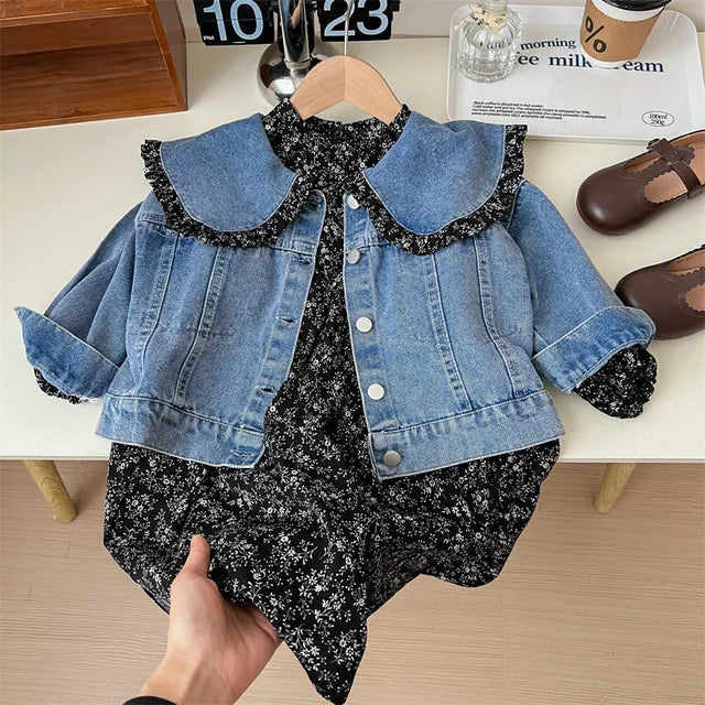 Denim jacket combined with dress