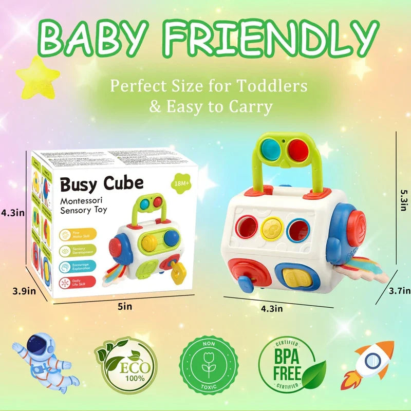 Clever & Playful – Montessori Fidget Cube 10-in-1