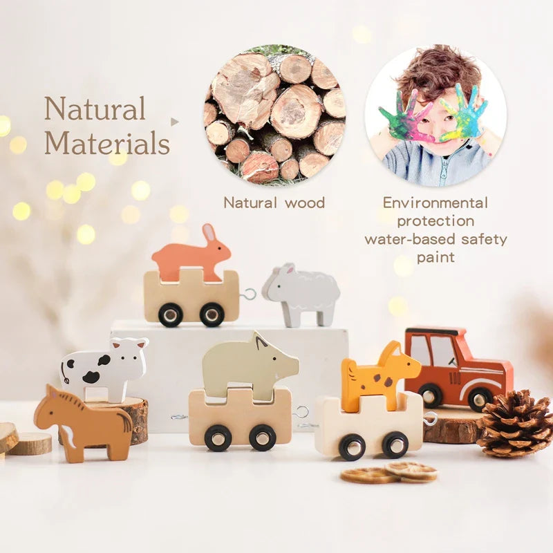 Farm Play on Rails - Wooden Animal Train