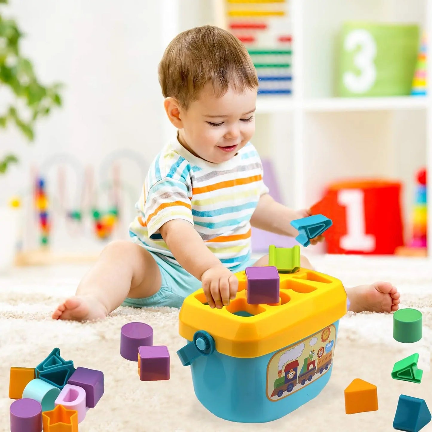 Play & Learn – Vibrant Shapes Sorting Bucket