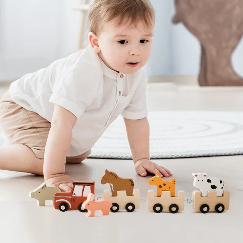 Farm Play on Rails - Wooden Animal Train