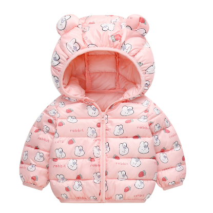 Polyester winter coat with hood.