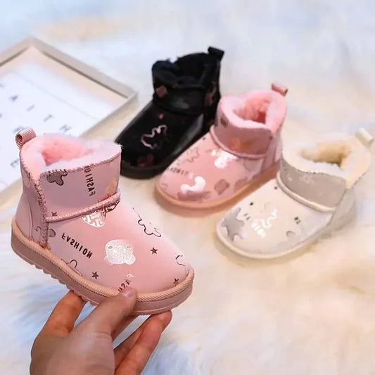 Waterproof Design - Children Snowboots Fashion Print