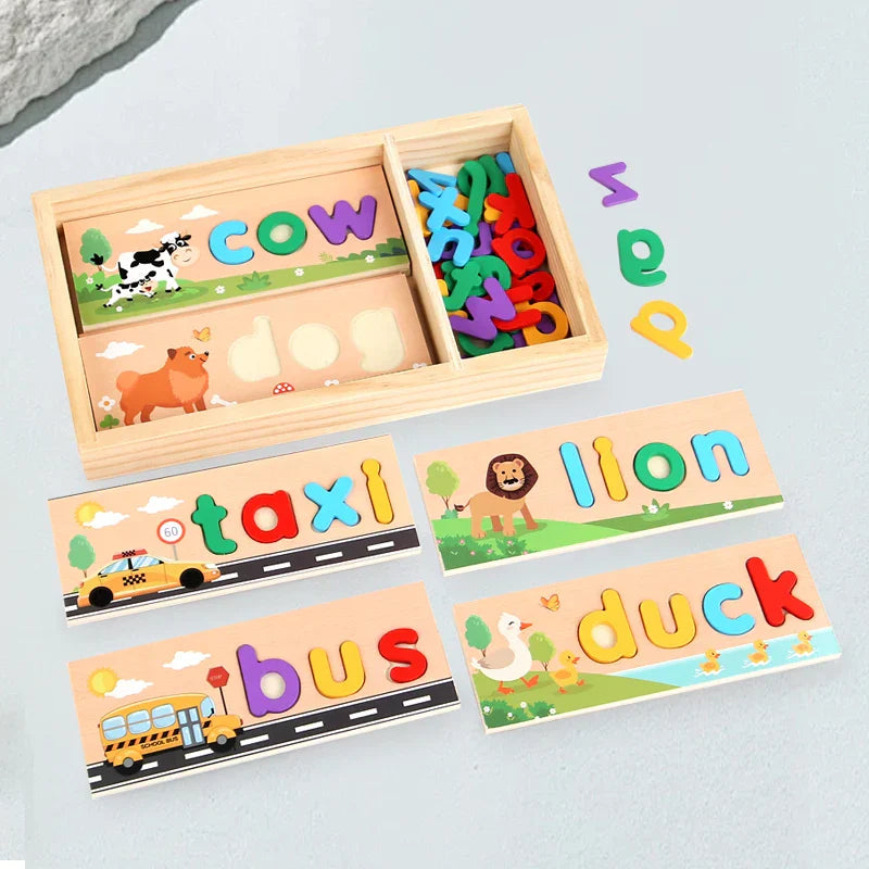Learn English words – Wood Spelling Puzzle