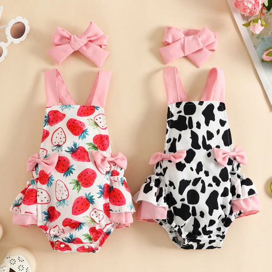 Cow or Strawberry - Girls Romper