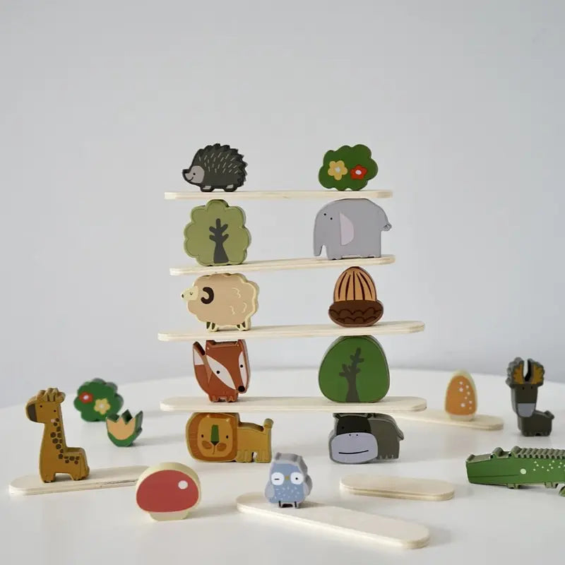 Clever Stacking - Wood Animals Stacking Toys